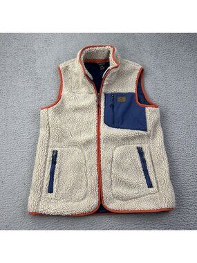 Eddie Bauer Rangefinder Vest Womens Medium Beige Sherpa Fleece Full Zip